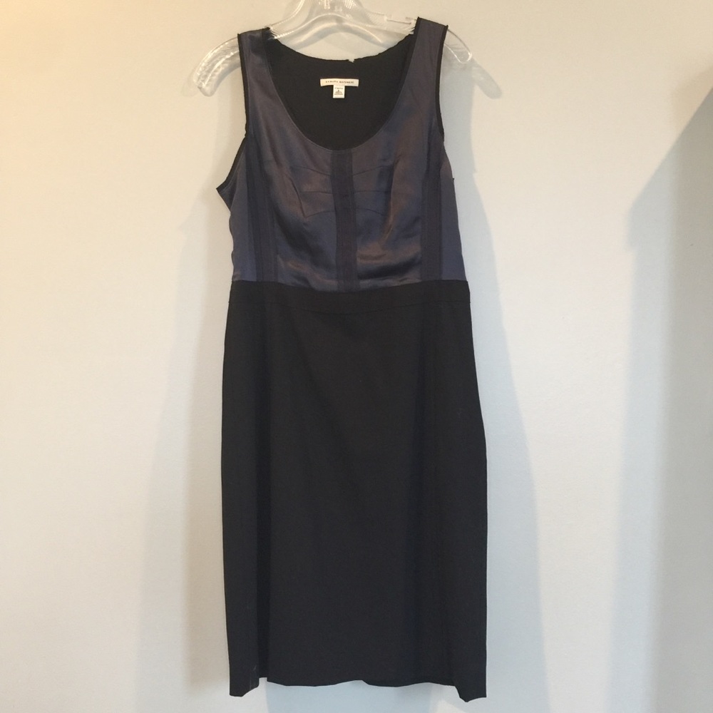 Banana Republic navy silk &black sheath dress sz 6